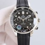 Replica Omega Seamaster Chronograph 44MM Silver Case Black Watch